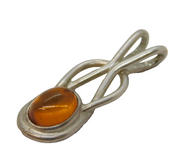 Sterling Silver & Baltic Amber Drop Pendant Vintage c1970s
