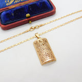 Rose Gold on Sterling Silver Floral Pattern Drop Pendant Vintage c1990