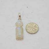 Sterling Silver Moonstone Round & Oblong Studio Charm Pendant Vintage c1970s