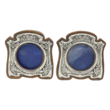 Edwardian Pair of Sterling Silver & Wooden 'Dinna Forget' Picture Frames Antique