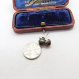 Pair of Sterling Silver Amber Bead Cabochon Stud Earrings Vintage c1970