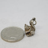 Sterling Silver Squirrel with Nut Charm Pendant Vintage c1970