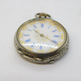 19th Century Swiss .935 Silver & Enamel Ladies Pocket Watch Antique c1880s