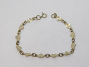 Sterling Silver Textured Heart Shaped Panel Bracelet Vintage c1970