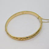 Gold On Sterling Silver Floral Pattern Hinged Bangle Hallmarked 1989 Birmingham