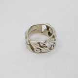 Sterling Silver Deco Style Patterned Identity Band Ring Modern c1999 Size N