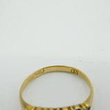 Victorian 15ct Gold, Old-Cut Diamond & Ruby Boat Ring Antique c1880