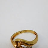 9ct Tri-Colour Gold Modernist Twist Pattern Dress Ring Vintage c1970