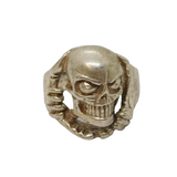 Sterling Silver Chunky Skull Biker Style Ring Vintage c1970 Size Q