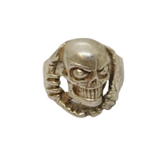 Sterling Silver Chunky Skull Biker Style Ring Vintage c1970 Size Q