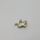 Sterling Silver Patterned Duck Charm Pendant Vintage c1970