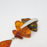 Sterling Silver & Baltic Amber Set Drop Pendant Vintage c1990