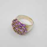 Sterling Silver 19 Amethyst Wide Front Statement Ring Vintage c2000 Size U 1/2