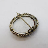 Victorian Sterling Silver Hand Painted Ceramic Brooch Pin Antique c1850s