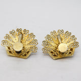 20th Century Sterling Silver Gilt Filigree Floral Spray Screw-Back Earrings
