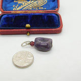 Sterling Silver Rough Cut Amethyst Charm Pendant Vintage c1970