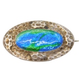 Art Nouveau Sterling Silver & Guilloche Enamel Brooch Antique c1890 Victorian