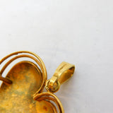 Gold Plated Textured Heart Form Drop Pendant Vintage c1980s