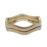Sterling Silver Double Strand Zigzag Dress Ring Vintage c1970 Size R 1/2