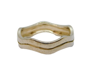 Sterling Silver Double Strand Zigzag Dress Ring Vintage c1970 Size R 1/2