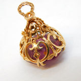 9ct Rose Gold Mounted Faceted Agate Fob Pendant Vintage London c1970s