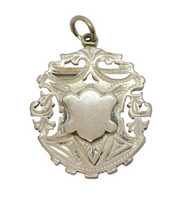 Victorian Large Sterling Silver Floral Fob Medal Antique 1899 Birmingham