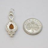 Sterling Silver Baltic Amber Peardrop Charm Pendant Vintage c1970