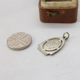 Silver Plated Enamel Madonna Catholic Charm Pendant Vintage c1970