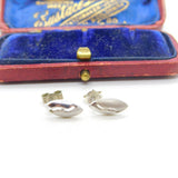 Pair of Sterling Silver Feathered Paste Set  Earrings Vintage c1970