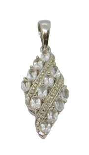 Sterling Silver 12 Stone White Sapphire Dress Charm Pendant Vintage c1970