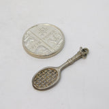 Sterling Silver Tennis Racket Charm Pendant Vintage c1970