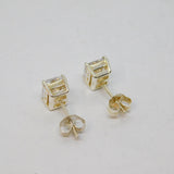 Pair of Sterling Silver CZ Rectangle Stud Earrings Vintage c1970