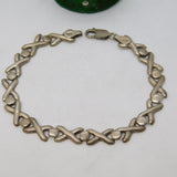 Sterling Silver Cross Pattern Bracelet Vintage c1970 18cm Length