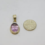 Sterling Silver Faceted Amethyst Oval Studio Charm Pendant Vintage c1970s