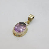 Sterling Silver Faceted Amethyst Oval Studio Charm Pendant Vintage c1970s