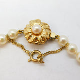 Sterling Silver Gilt & Cultured Pearl Set Floral Bracelet Vintage c1970s