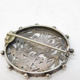 Victorian Sterling Silver Aesthetic Stork Floral Brooch Antique 1879 Birmingham
