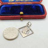 Sterling Silver Diamond Shaped St Christopher Charm Pendant Vintage c1970