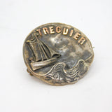19th Century Silver Plated With Gold 'Treguier' Scenic Souvenir Brooch Pin c1880