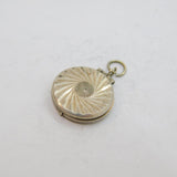 Sterling Silver Patterned Mirror Compact Charm Pendant Vintage c1970s