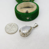 Sterling Silver Quartz Set Drop Charm Pendant Vintage c1970