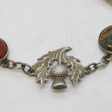 Scottish Sterling Silver, Agate Set Thistle Bracelet Antique c1920s