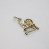 Sterling Silver Spinning Wheel Charm Pendant Vintage c1970