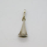 Sterling Silver Green Baltic Amber Lily Form Drop Pendant Vintage c1970s