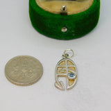 Sterling Silver Rennie Macintosh Style Topaz Set Charm Pendant Vintage c1970