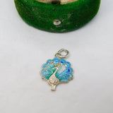 Sterling Silver & Enamel Peacock Charm Pendant Vintage c1970