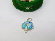 Sterling Silver & Enamel Peacock Charm Pendant Vintage c1970