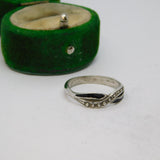 Sterling Silver Black Enamel Twist Band Ring Vintage c1970 Size L