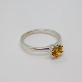 Sterling Silver Claw Set Citrine Solitaire Dress Ring Vintage c1970 Size N