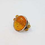 Sterling Silver Chunky Baltic Amber Statement Ring Vintage c1970 Size K 1/2